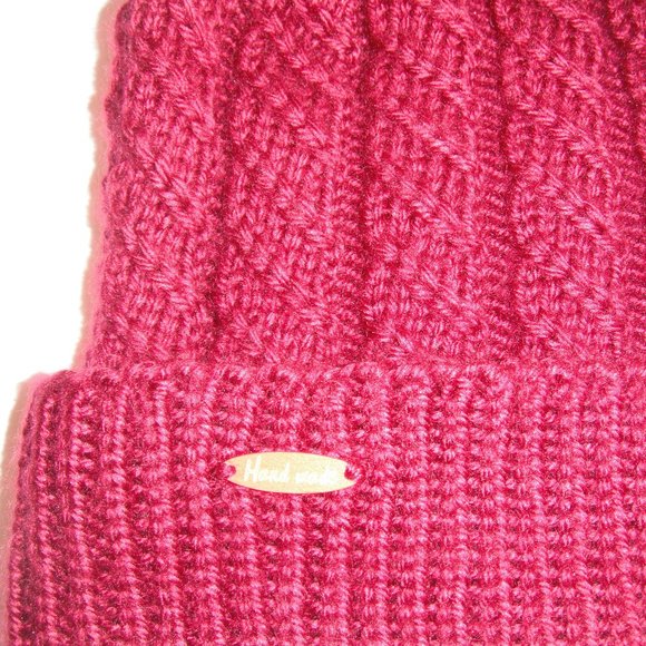 Hand Knitted Hat Toque One Size Acrylic Burgundy-002 Hand knit by me - Picture 11 of 12